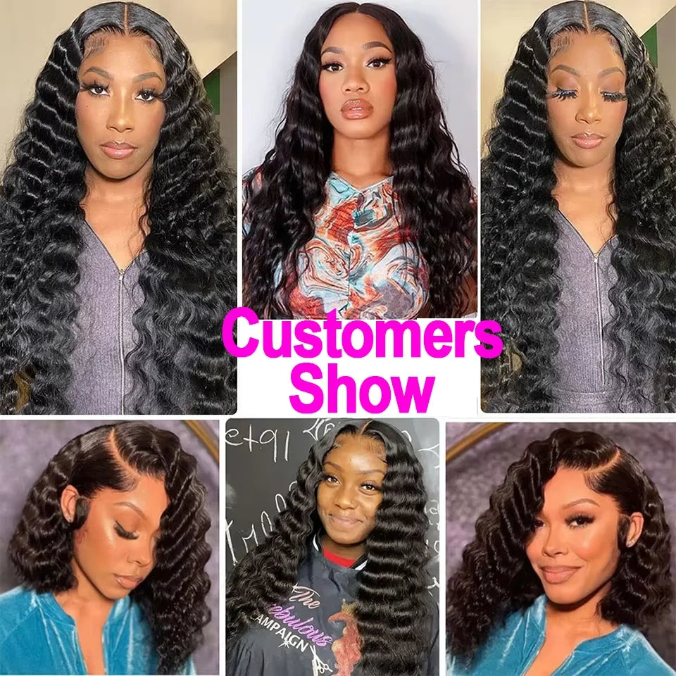 30 40 Loose Deep Wave Human Hair Bundles With HD Lace Closure Frontal Raw Virgin Hair 3/4 Bundles With Transparent Closure Hair
