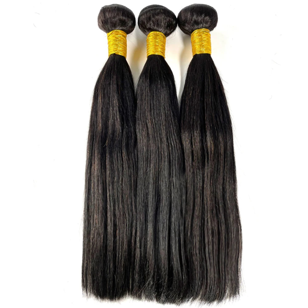 Brazilian Bundles Raw 100% Human Hair Bone Straight Hair Extensions Bulk For Braiding 14-32 Inch Bundles Double Weft Hair Weave