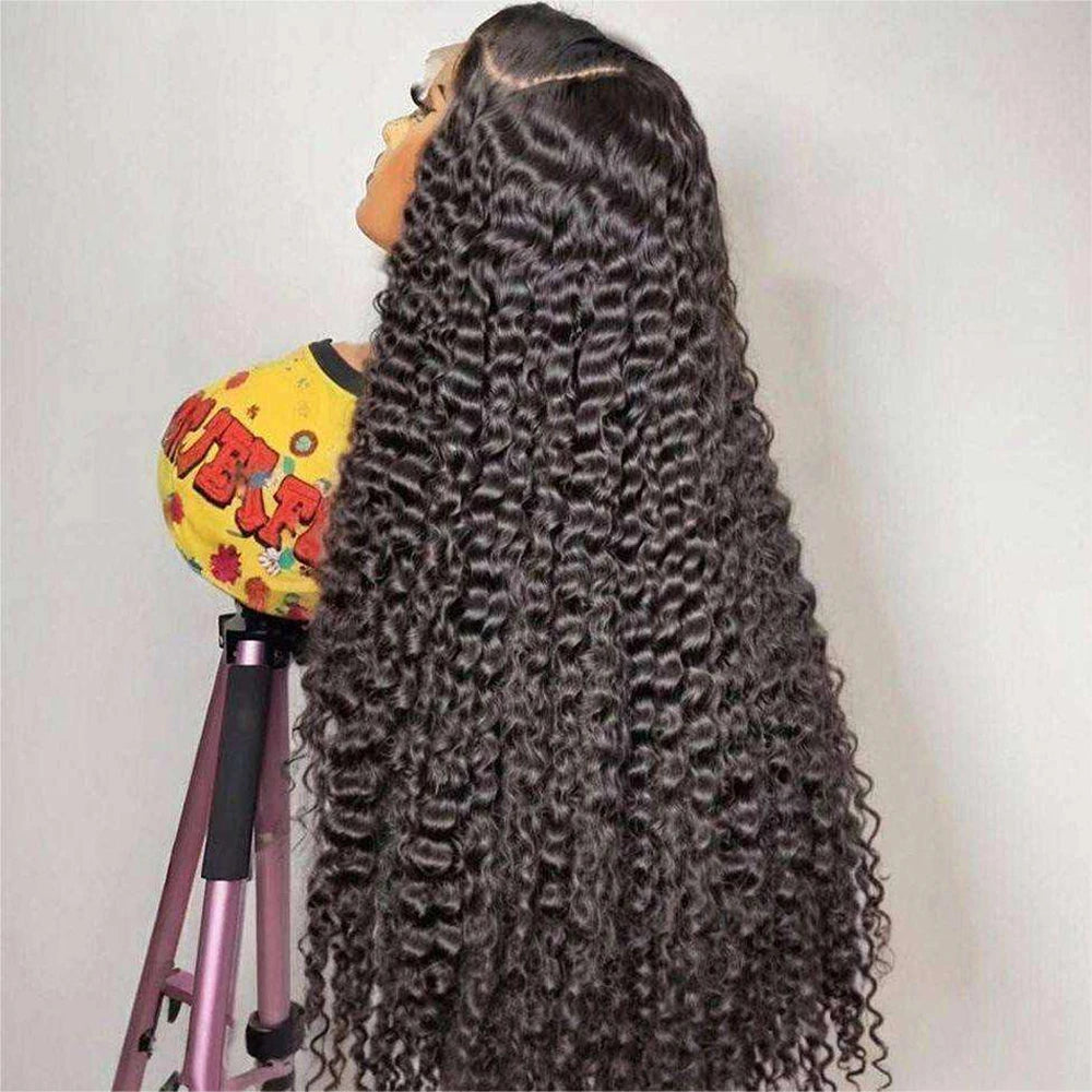 28 Inch 13x4 Deep Wave Lace Front Wig Human Hair 200% Density Deep Curly 13x6 Lace Frontal Wig 100% Human Hair Natural Color Wig