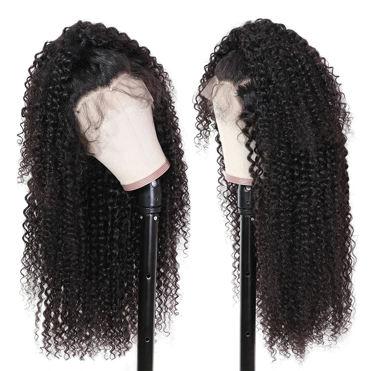180% Density Peruvian Human Hair Wigs Transparent Lace Front Natural Curly Body Wave Long Swiss HD Lace Frontal Straight Style