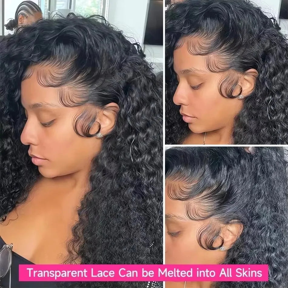 200 Density 13x6 HD Transparent Lace Front Human Hair Wig 30 40 Inch Deep Wave Lace Frontal Wigs Human Hair Wigs for Black Women