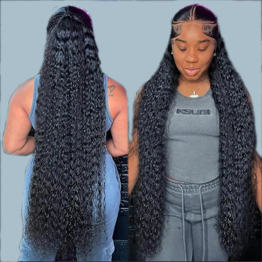 250 Density HD 13X6 Transparent Deep Wave Human Hair Lace Frontal Wig 30 40 Inch 13X4 Water Curly Lace Front Human Hair Wigs
