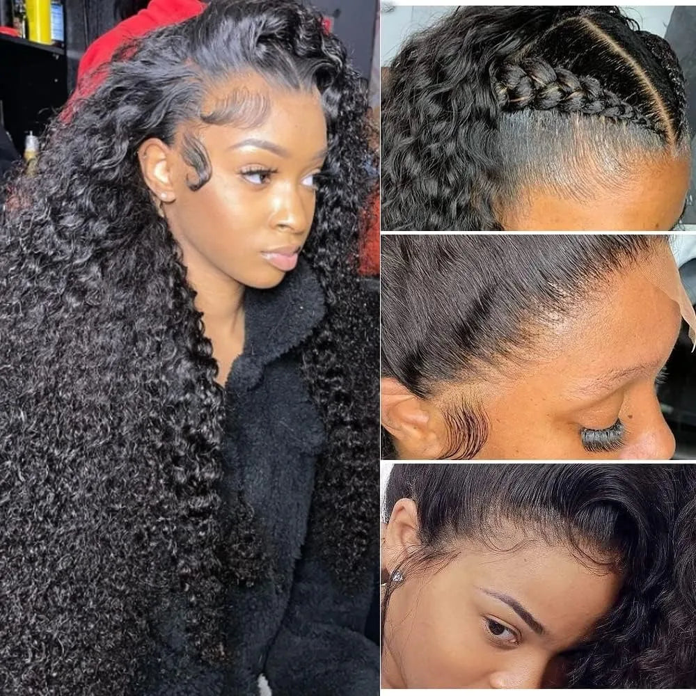 180% Density 13x6 Hd Transparent Deep Wave Lace Frontal Human Hair Wig 30 40 Inch Curly Lace Front Wig Human Hair Wigs for Women
