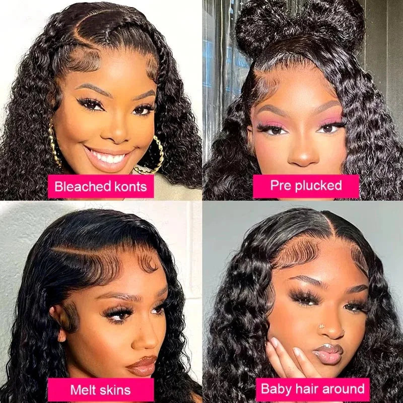 200 Density 13x6 HD Transparent Lace Front Human Hair Wig 30 40 Inch Deep Wave Lace Frontal Wigs Human Hair Wigs for Black Women
