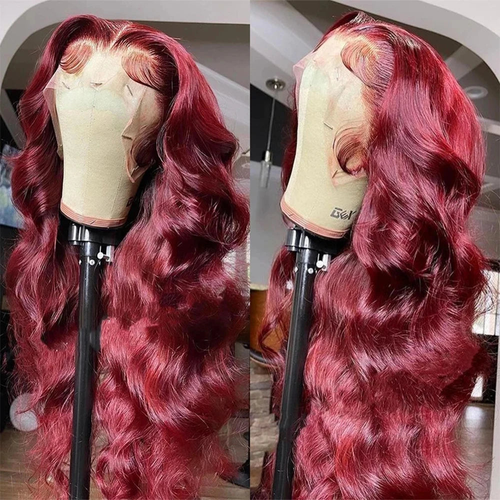 99J Burgundy 13X6 Hd Lace Frontal Human Hair Wig Colored Body Wave 13X6 Hd Lace Frontal Wig 13X4 Red Lace Front Human Hair Wigs
