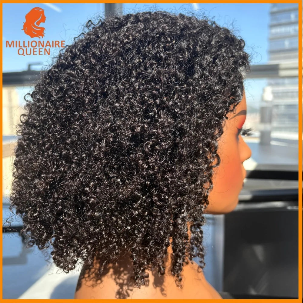 Millionaire Queen Half Wigs Wear and Go Beginner Friendly Burmese Pixie Curly Half Wig 300% Clip Ins Flip Over Glueless Wigs