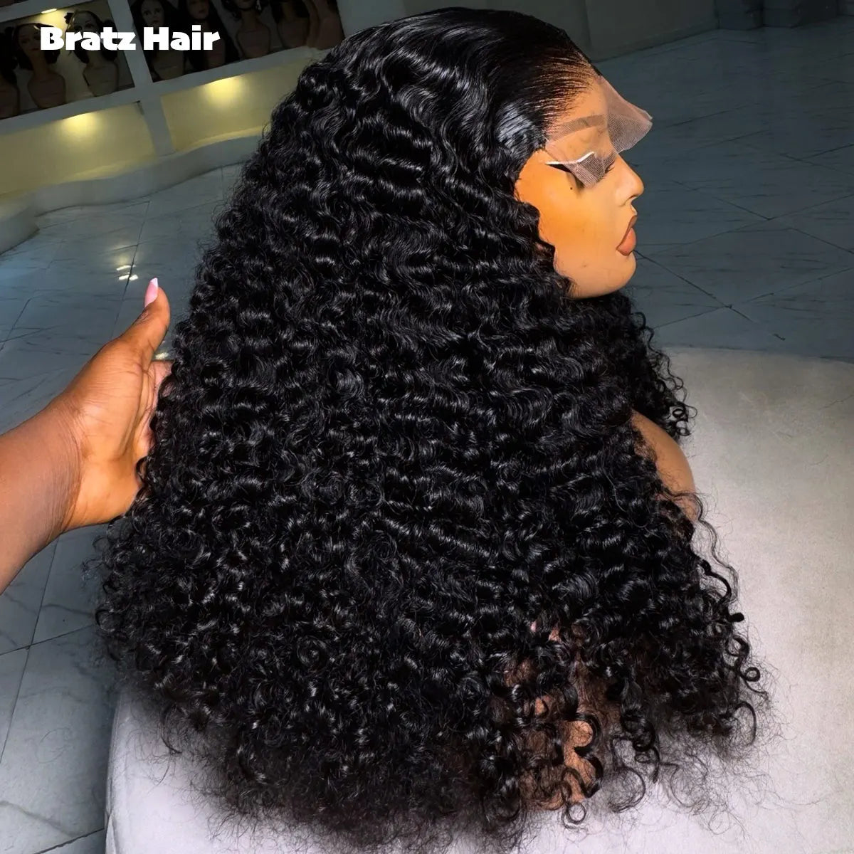 Super Double Drawn Pixie Curls 20” 5by5 Lace Glueless Wig 100% Human Hair Natural Black 13x4 HD Lace Front Burmese Curly Wigs
