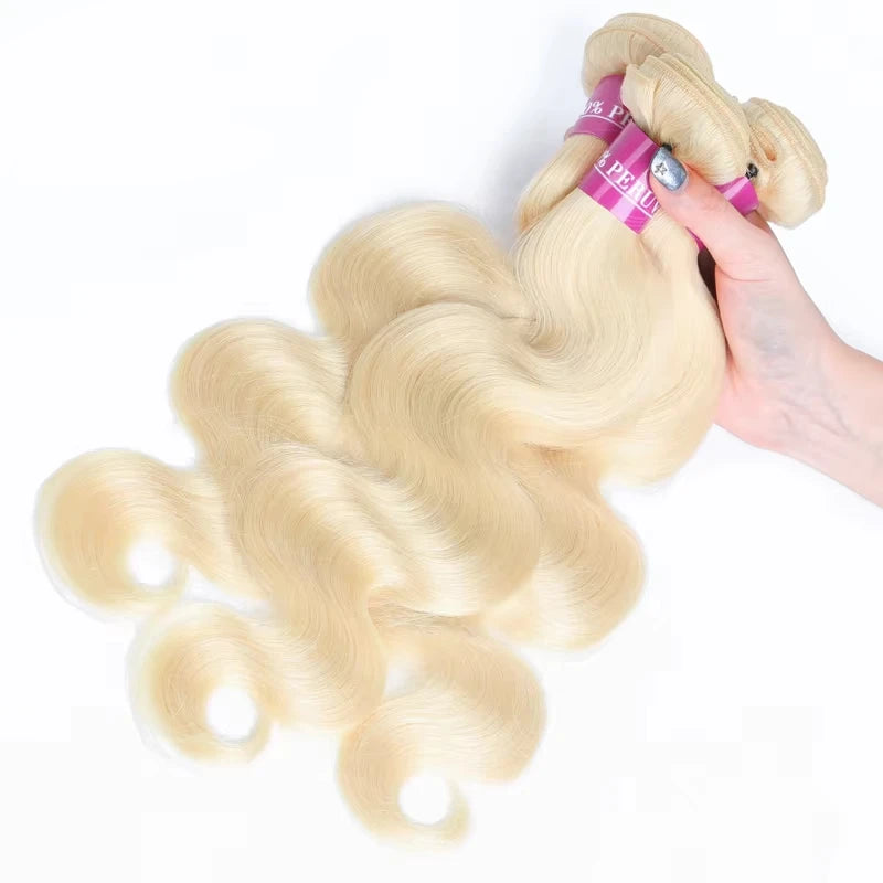 613 Blonde Color Hair Weave 1/3/4 Bundles Weaving Peruvian Body Wave Remy Hair Bundle 8 - 40 inch 100% Human Hair Weft For Women