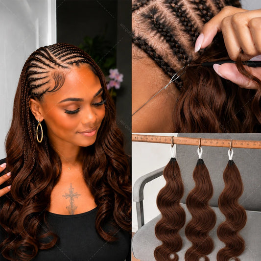Brown Body Wave Crochet Human Hair Miracle Knots Pre Looped Soft Lightweight Natural Blend Extensions For Black Women Easy Wear