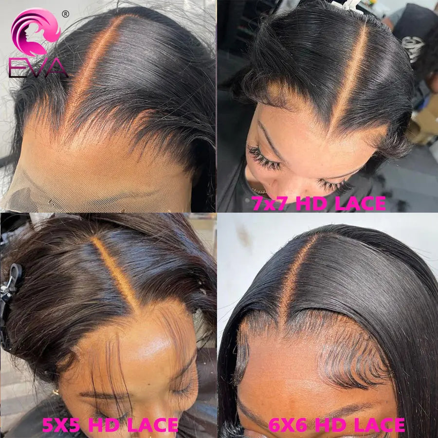 Eva Hair Glueless Wigs 7x7/6x6/5x5 HD Lace Closure Wigs Silk Straight Melt Skins Deep Part Ready to Go Human Hair Wig For Woman