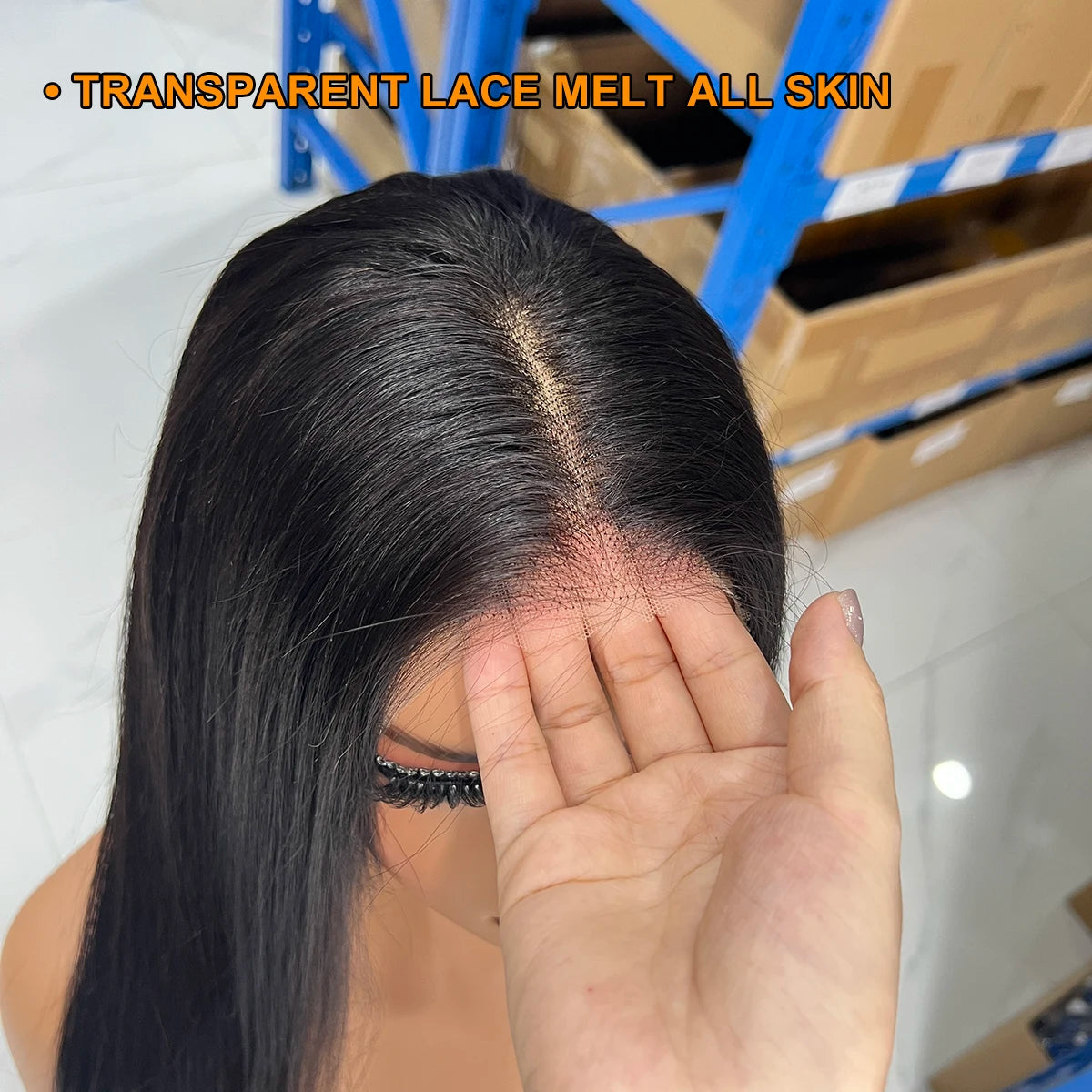 20 Inch Straight Glueless 13x4 Transparent Lace Front Wigs 100% Human Hair Pre Plucked 220 Density 5x5 Closure Wigs
