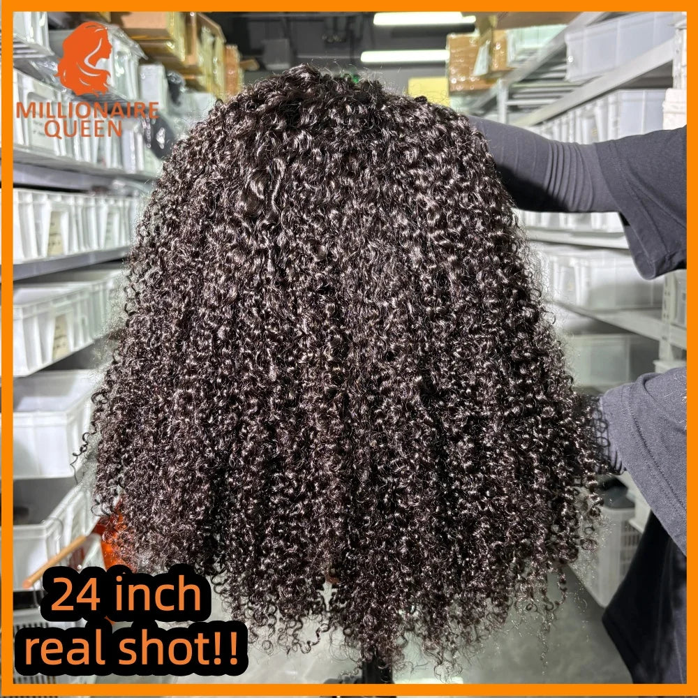 Millionaire Queen Half Wigs Wear and Go Beginner Friendly Burmese Pixie Curly Half Wig 300% Clip Ins Flip Over Glueless Wigs