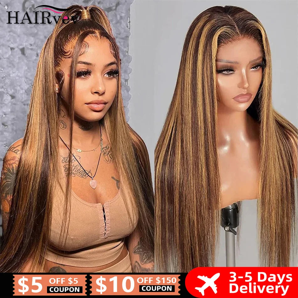 Brazilian Highlight Wig Human Hair 13x4 Honey Blonde Straight Lace Front Wigs Colored 13x6 Full HD Lace Frontal Wigs For Women