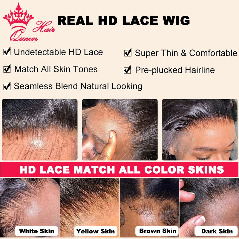 Real Invisible HD Lace Front Wig Pre Plucked 13x6 13x4 6x6 5x5 True HD Lace Frontal Wig Virgin Raw Human Stragiht Queen Hair