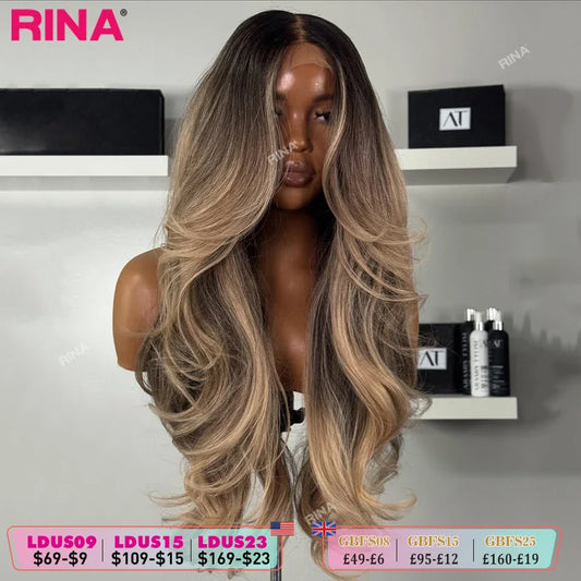 Ombre Blonde Highlight Color 200 Density 13x4 13x6 Human Hair Lace Front Wig Transparent Lace Brazilian Hair For Women Body Wave