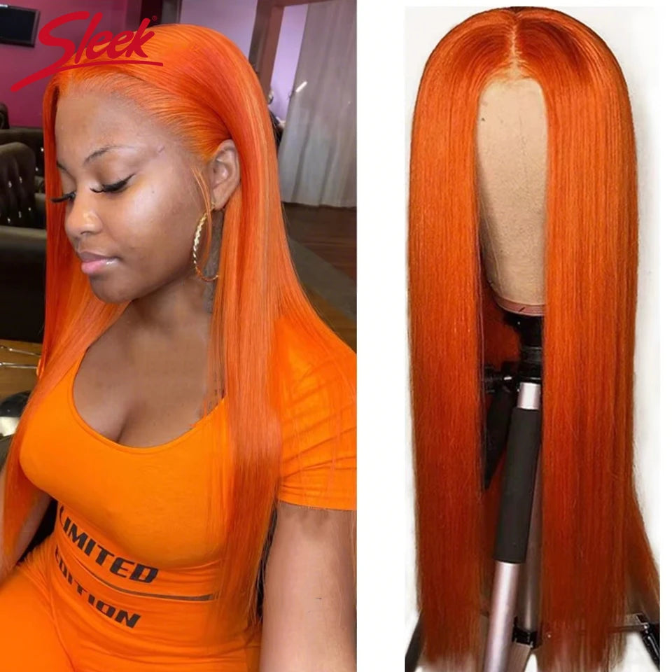 Ombre Pink Straight Lace Front Wigs 13x6x1 Lace Part Human Hair Wig For Women Transparent Lace Highlight Colored Remy Hair
