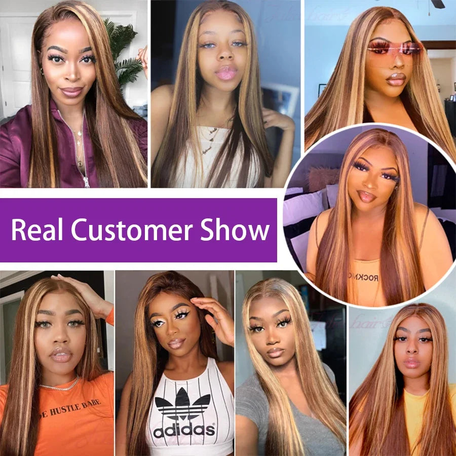 Brazilian Highlight Wig Human Hair 13x4 Honey Blonde Straight Lace Front Wigs Colored 13x6 Full HD Lace Frontal Wigs For Women
