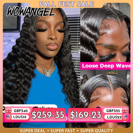 250% Loose Deep Wave Human Hair Wigs Pre Plucked 13x6 HD Full Frontal Wigs 100% Human Hair Curly Lace Front Wigs For Black Women