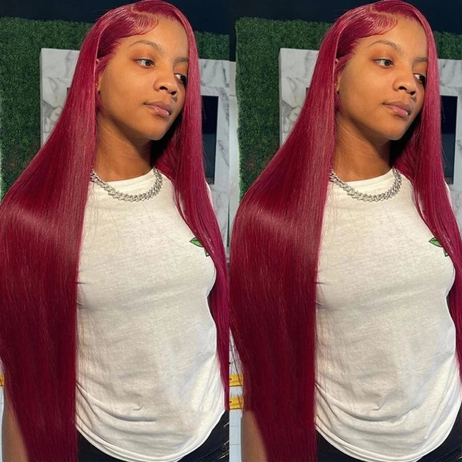 13x6 HD Lace Front Wig Human Hair Wigs 99J Burgundy Pre Plucked Colored HD Lace Frontal Human Hair Wigs Hot Star Straight Wig