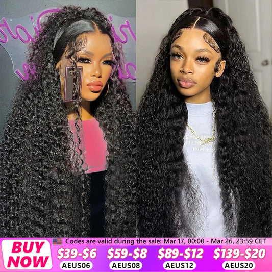 HD Deep Wave 13x4 Lace Frontal Human Hair Wig On Sale 28 30 32 Inch Brazilian Remy 200% Density Curly 4x4 Closure Wigs for Women