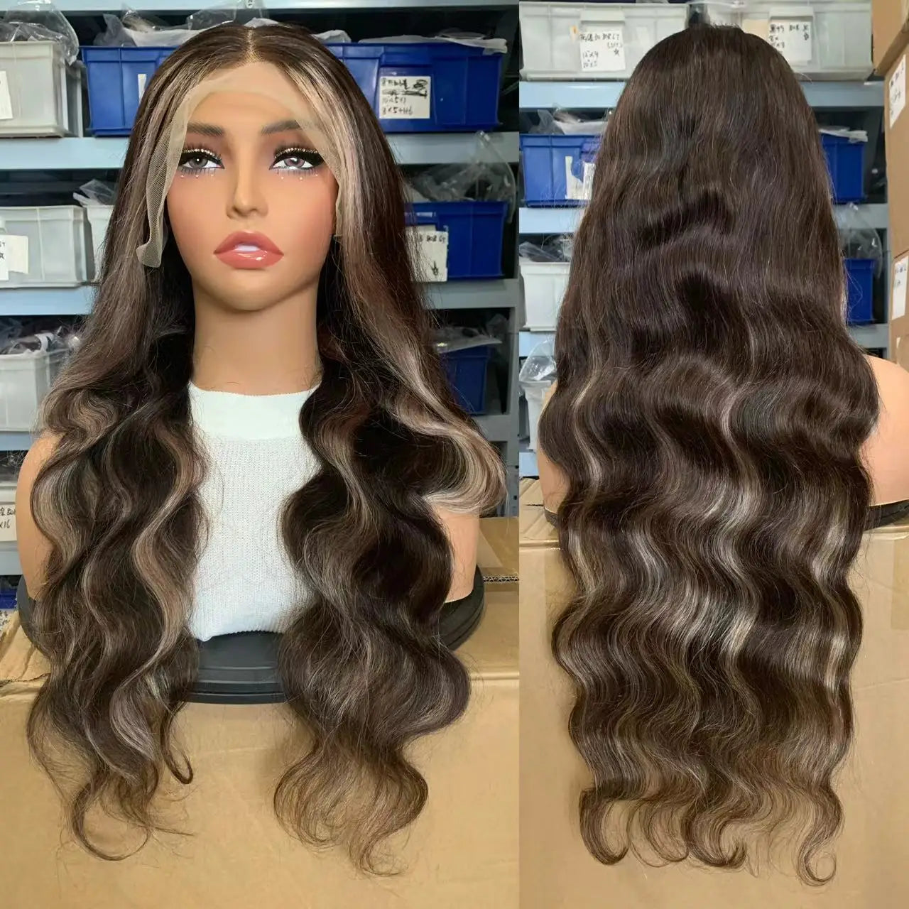 Brown Highlights Blonde Body Wave Human Hair Wig 13x6 Transpaprent Lace Front Wigs Human Hair Preplucked 5x5 Lace Closure Wig