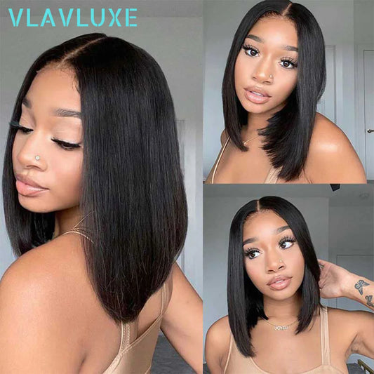 7x7 9x6 100% Real HD Lace Frontal Straight Human Hair Wigs Short Bob 12-18 Inch Straight Hair Ready To Wear Glueless 400% Wigs