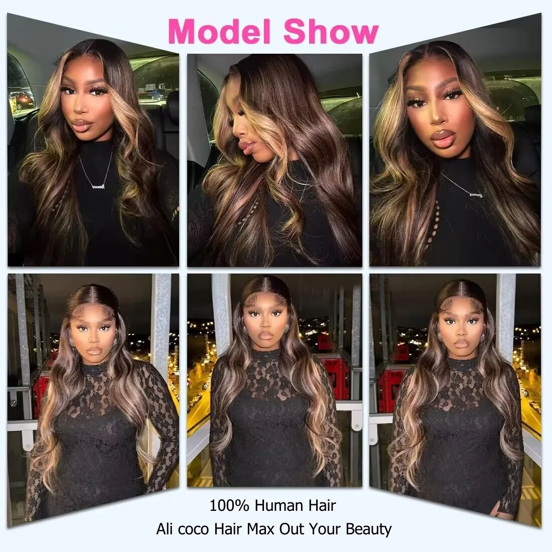 Brown Highlights Blonde Body Wave Human Hair Wig 13x6 Transpaprent Lace Front Wigs Human Hair Preplucked 5x5 Lace Closure Wig