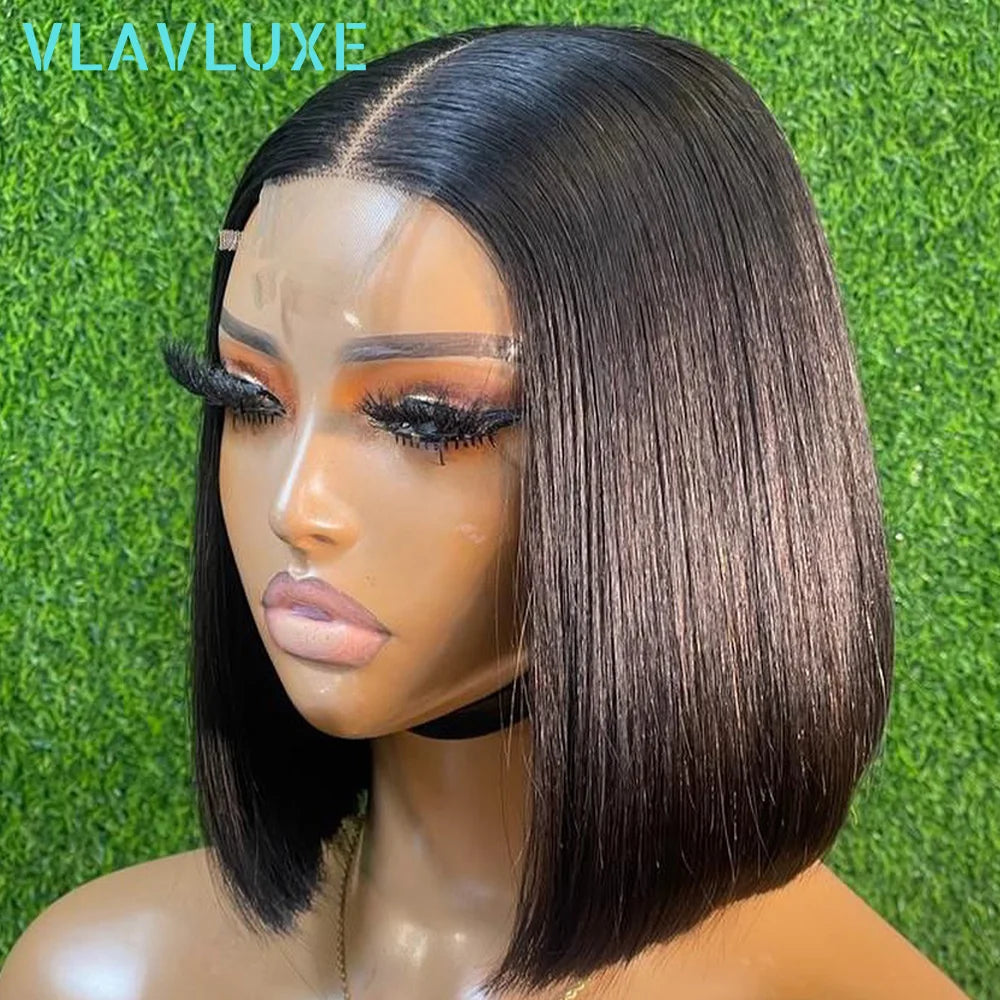7x7 9x6 100% Real HD Lace Frontal Straight Human Hair Wigs Short Bob 12-18 Inch Straight Hair Ready To Wear Glueless 400% Wigs