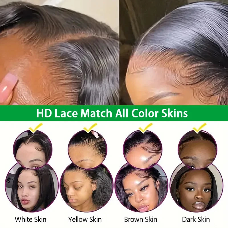 100% Real HD Lace Closure Only Invisible Melt Skin Lace 6x6 7x7 Straight & Body Wawe Raw Human Hair Pre Plucked Swiss HD Lace